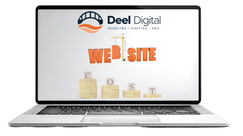 Laptop and phone showing a small business website setup on a desk
